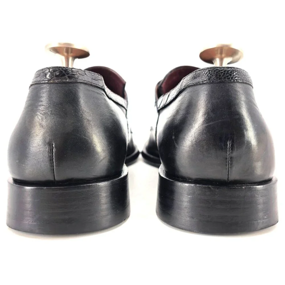 Cesare Paciotti Mens 12 Italy Black Leather Alligator Monk Loafers Dress Shoes - Picture 4 of 12